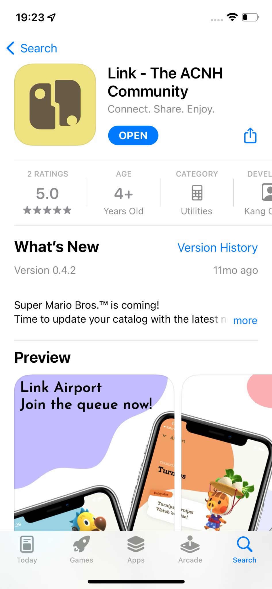 The Link app listing in the iOS App Store with the final logo and product screenshots