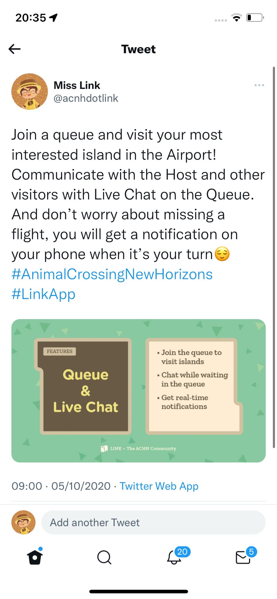 A Link community post explaining queue and live chat